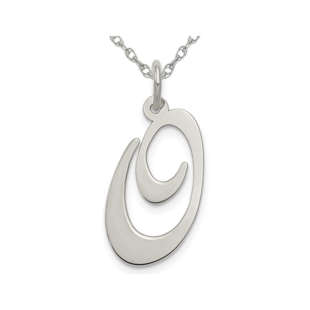 Sterling Silver Fancy Script Initial -O- Pendant Necklace Charm with Chain Image 1