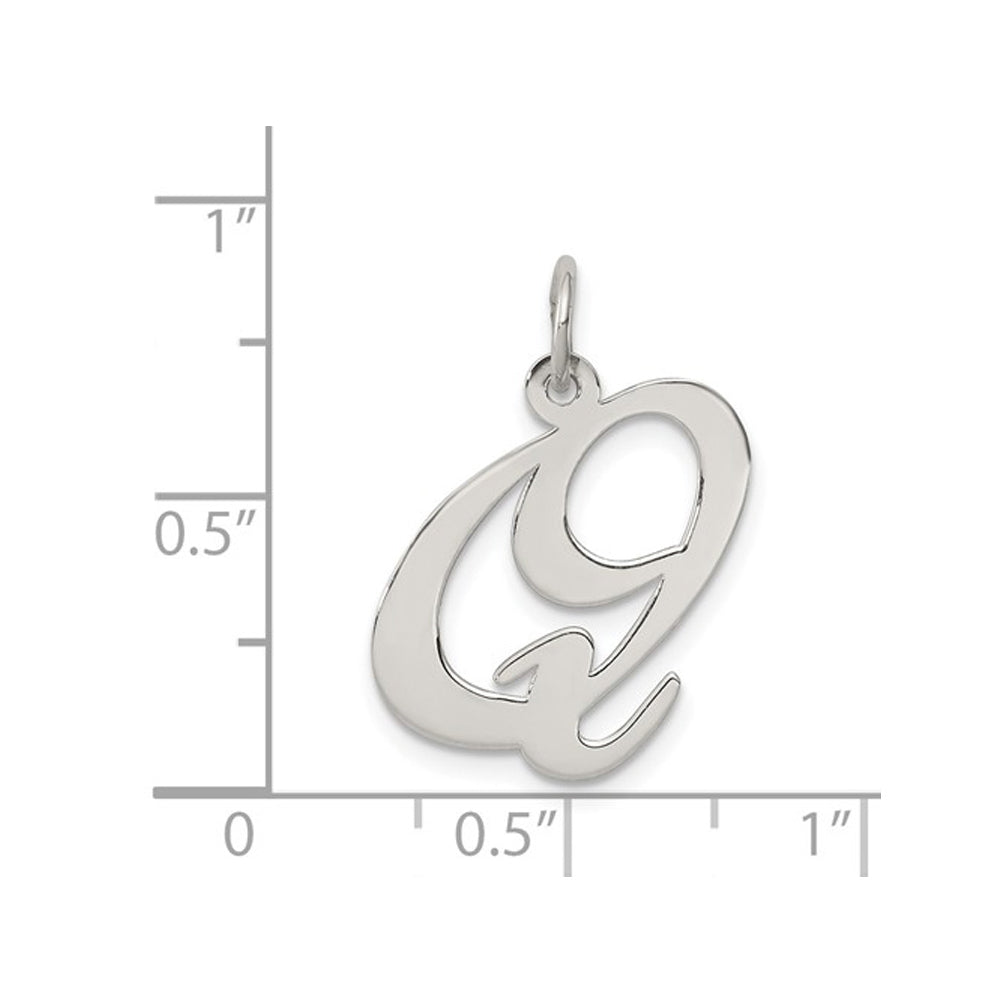 Sterling Silver Fancy Script Initial -Q- Pendant Necklace Charm with Chain Image 2