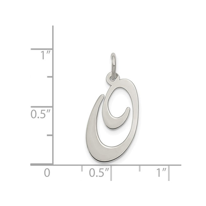Sterling Silver Fancy Script Initial -O- Pendant Necklace Charm with Chain Image 3
