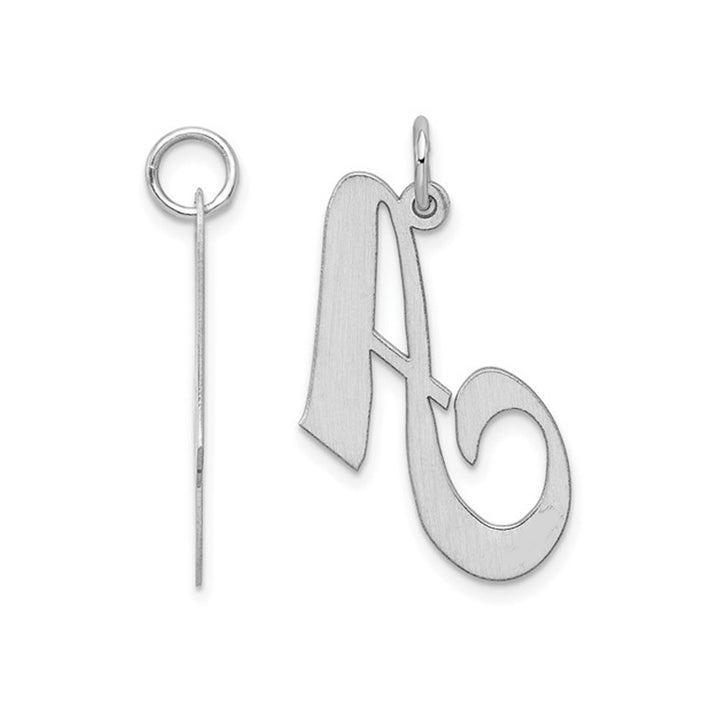 Sterling Silver Fancy Script Initial -A- Pendant Necklace Charm with Chain Image 2