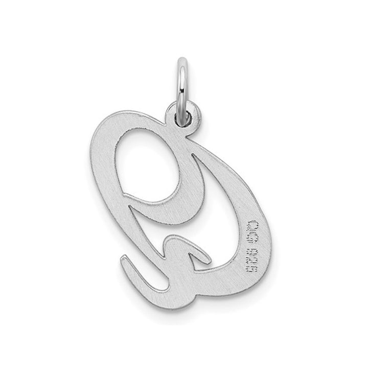 Sterling Silver Fancy Script Initial -Q- Pendant Necklace Charm with Chain Image 3