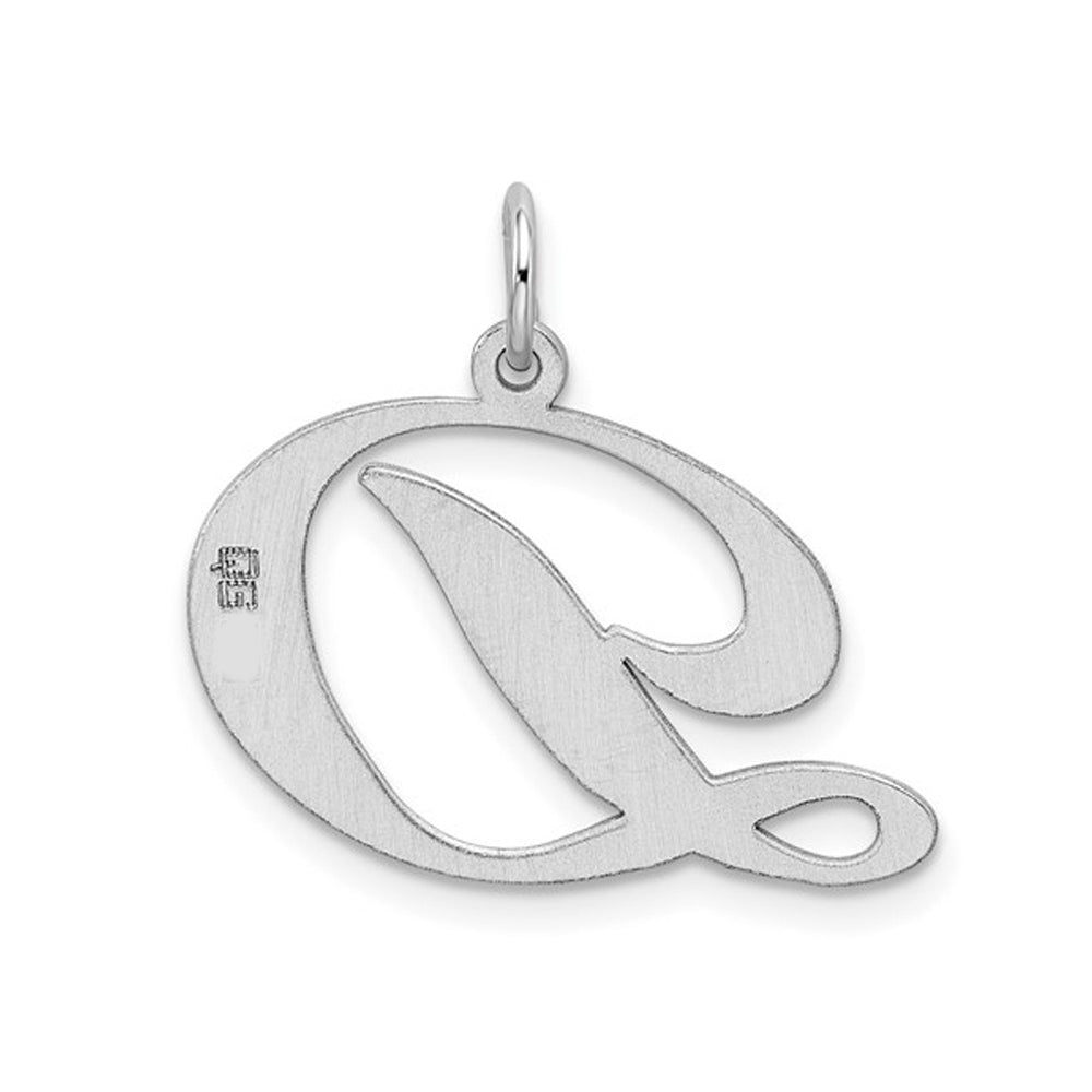 Sterling Silver Fancy Script Initial -D- Pendant Necklace Charm with Chain Image 2