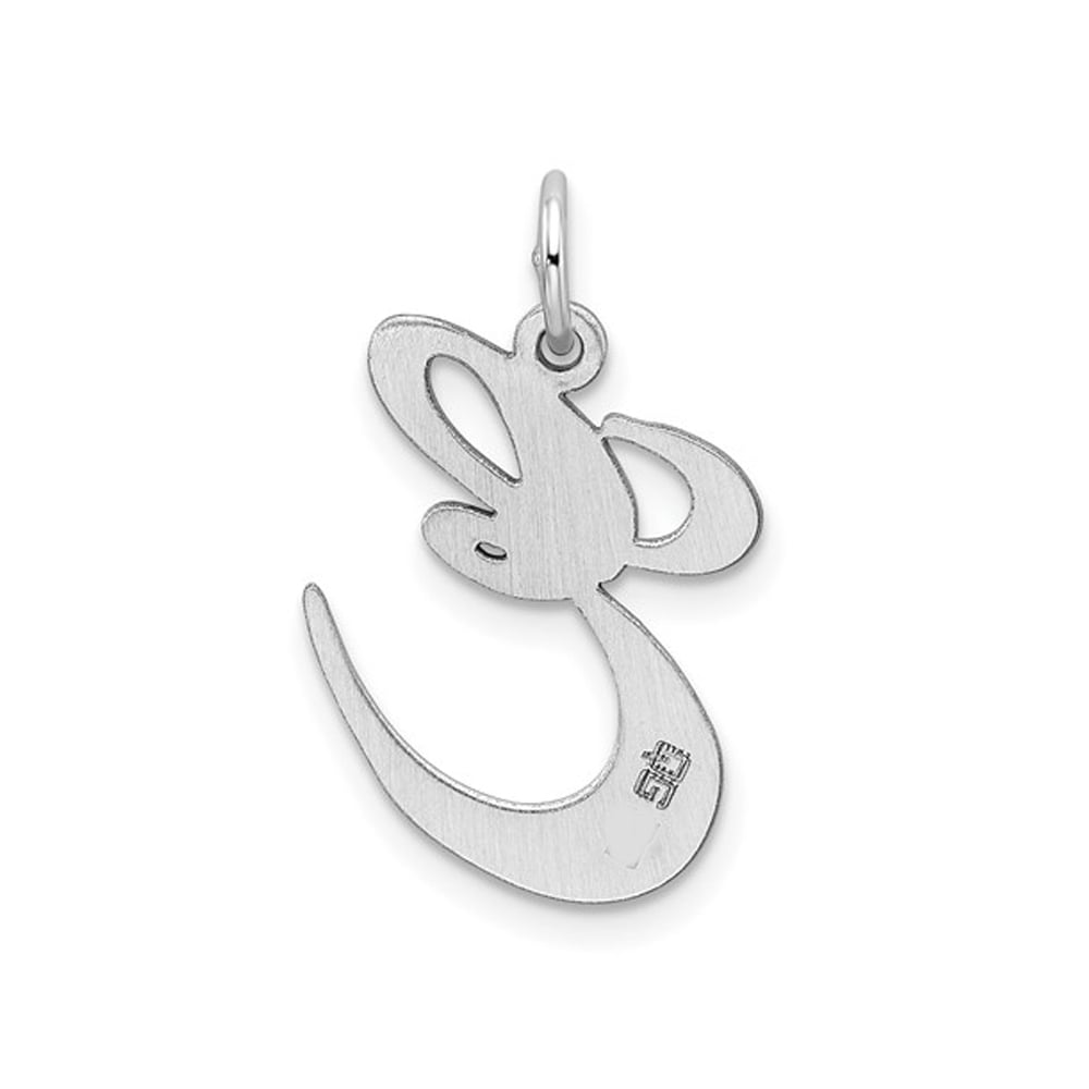 Sterling Silver Fancy Script Initial -E- Pendant Necklace Charm with Chain Image 2