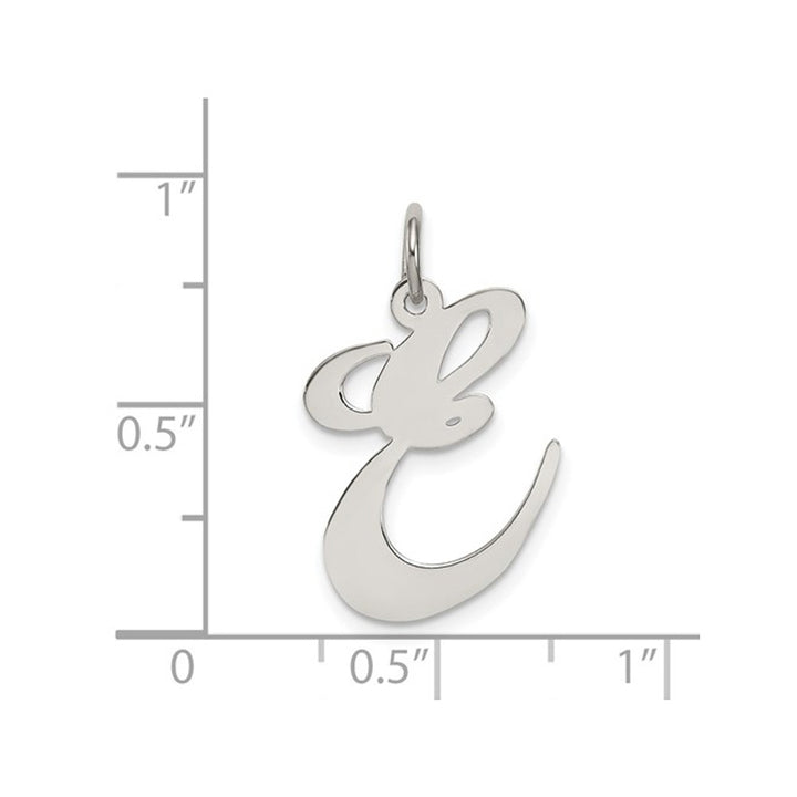 Sterling Silver Fancy Script Initial -E- Pendant Necklace Charm with Chain Image 3