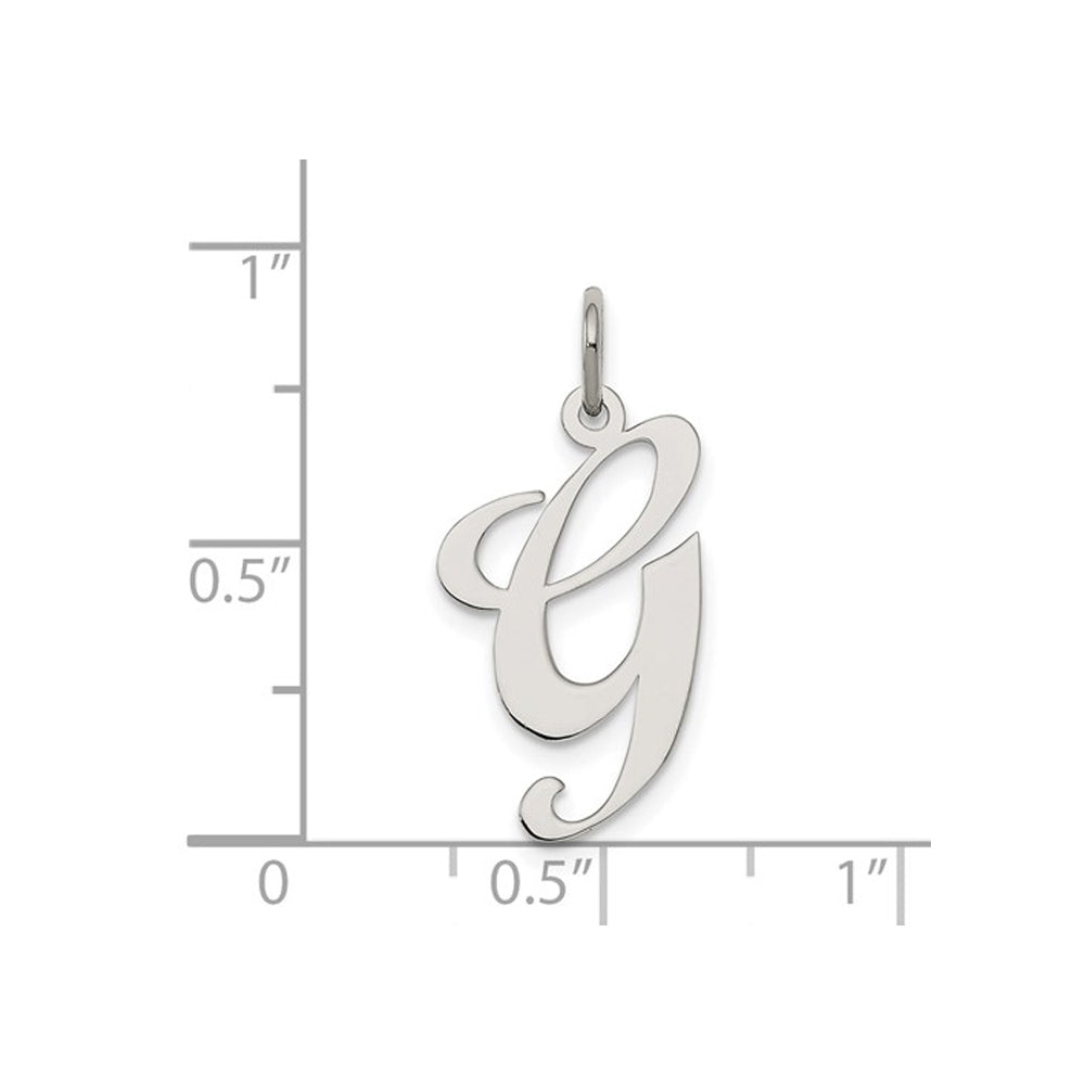 Sterling Silver Fancy Script Initial -G- Pendant Necklace Charm with Chain Image 2