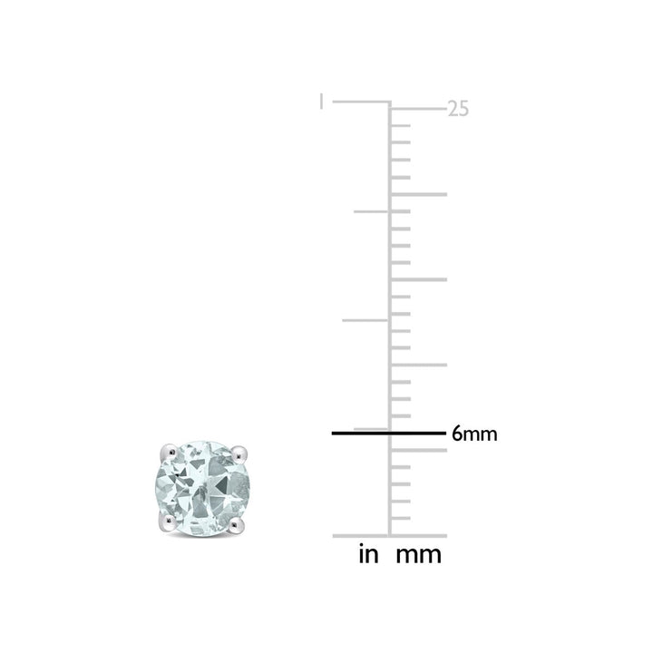 1.50 Carat (ctw) Aquamarine Solitaire Stud Earrings in Sterling Silver (6mm) Image 4
