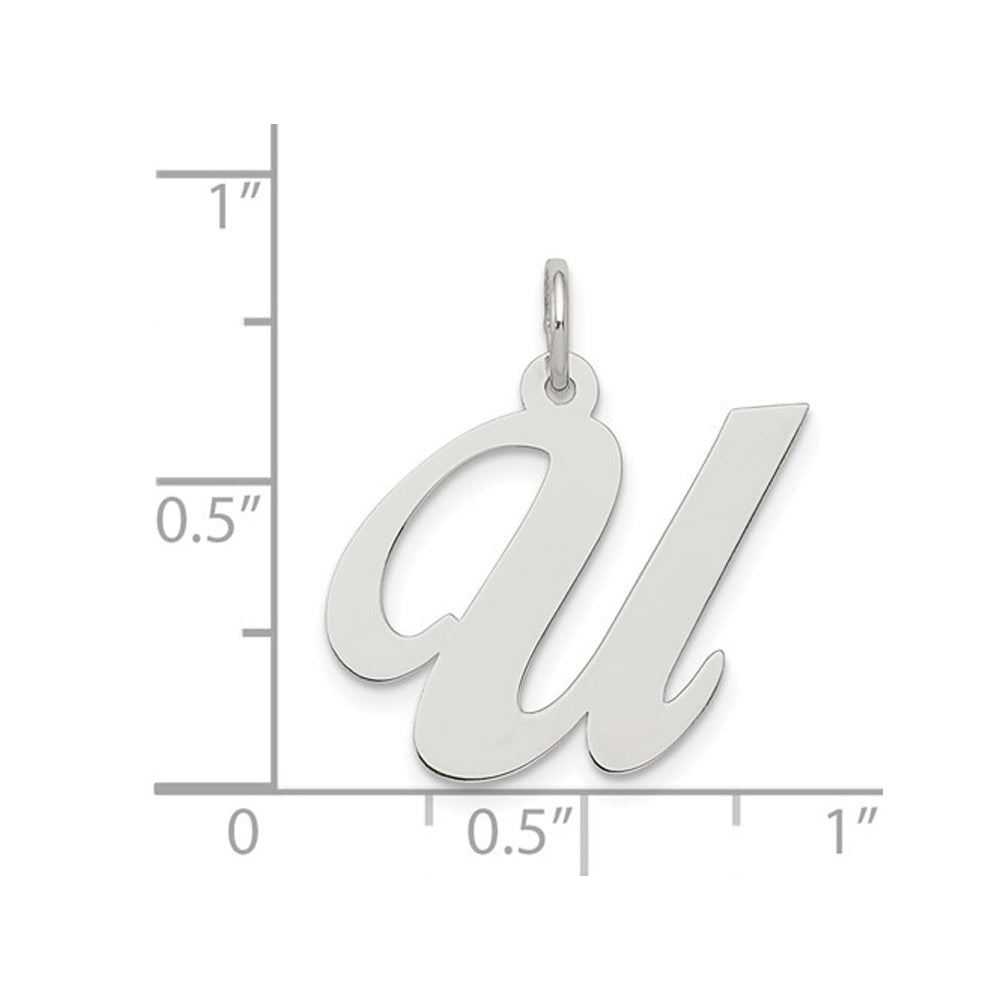 Sterling Silver Fancy Script Initial -U- Pendant Necklace Charm with Chain Image 2