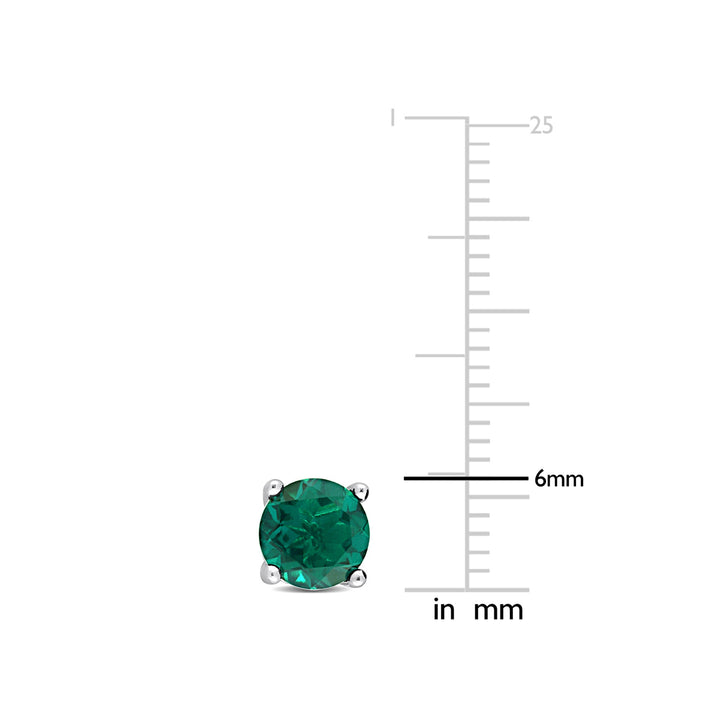 1.70 Carat (ctw) Lab-Created Emerald Solitaire Stud Earrings in Sterling Silver (6mm) Image 3
