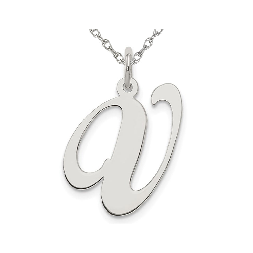 Sterling Silver Fancy Script Initial -V- Pendant Necklace Charm with Chain Image 1