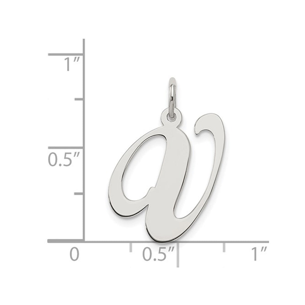 Sterling Silver Fancy Script Initial -V- Pendant Necklace Charm with Chain Image 3