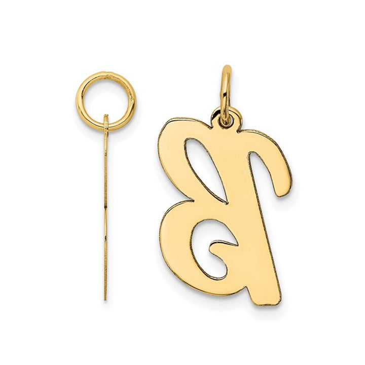 10K Yellow Gold Script Initial -B- Pendant Necklace Charm with Chain Image 2