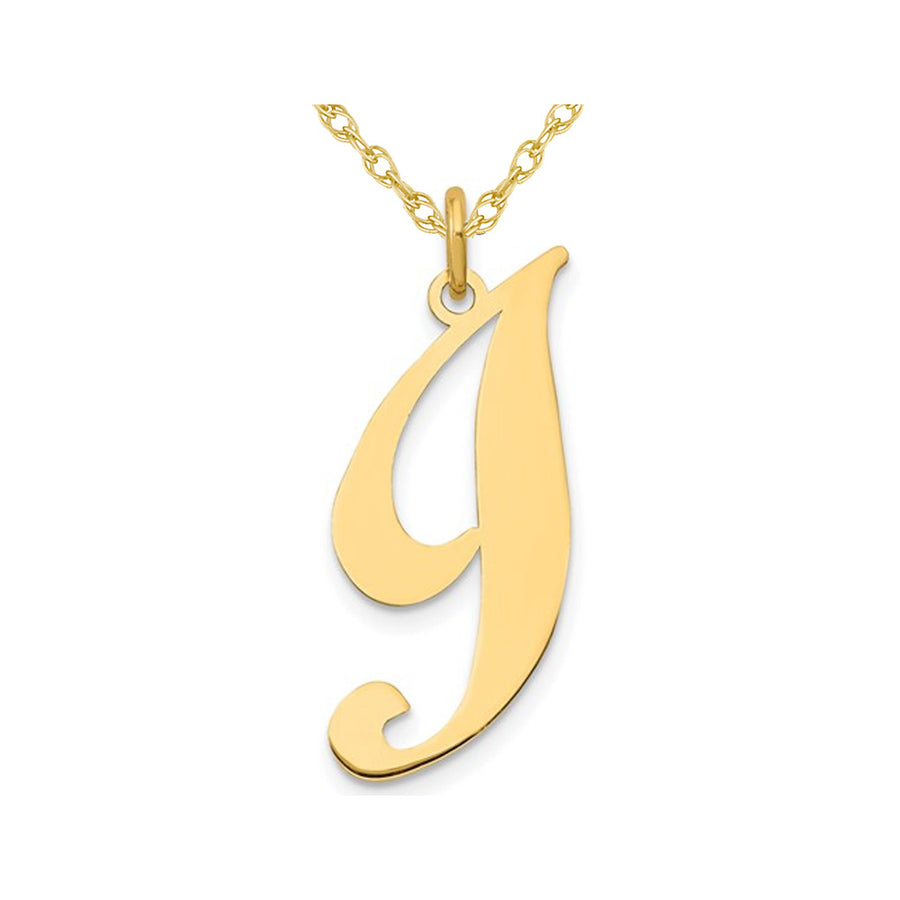 10K Yellow Gold Fancy Script Initial -I- Pendant Necklace Charm with Chain Image 1