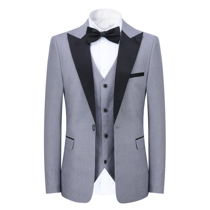 3 Pieces Men Suits Slim Fit One Button Men Dress Suit Wedding Party Spring Autumn Solid Jacket + Pant Image 3