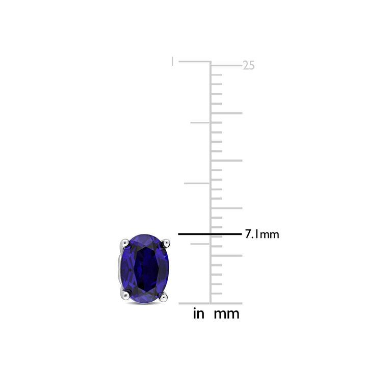 2.54 Carat (ctw) Lab-Created Blue Sapphire Oval Stud Earrings in Sterling Silver Image 4