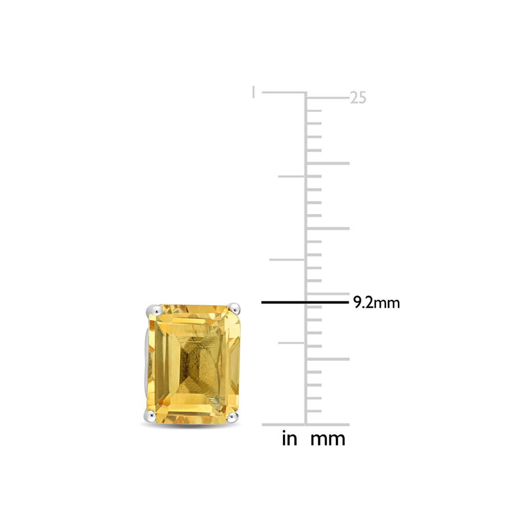 4.70 Carat (ctw) Citrine Emerald-Cut Solitaire Stud Earrings in Sterling Silver Image 3