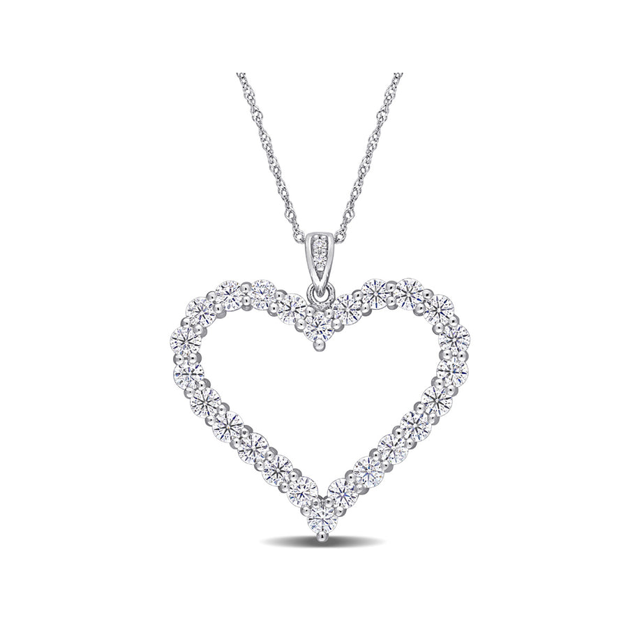 2.40 Carat (ctw) Lab-Created Moissanite Heart Pendant Necklace in Sterling Silver with Chain Image 1