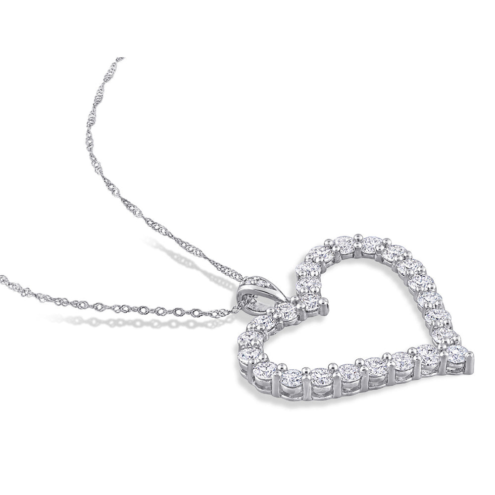 2.40 Carat (ctw) Lab-Created Moissanite Heart Pendant Necklace in Sterling Silver with Chain Image 2