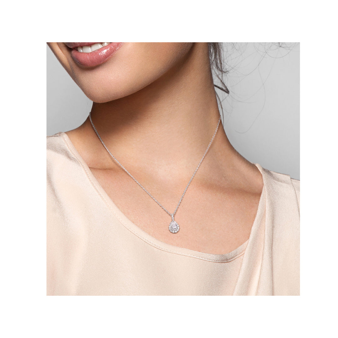 1.29 Carat (ctw) Lab-Created Moissanite Teardrop Solitaire Pendant Necklace in Sterling Silver with Chain Image 3