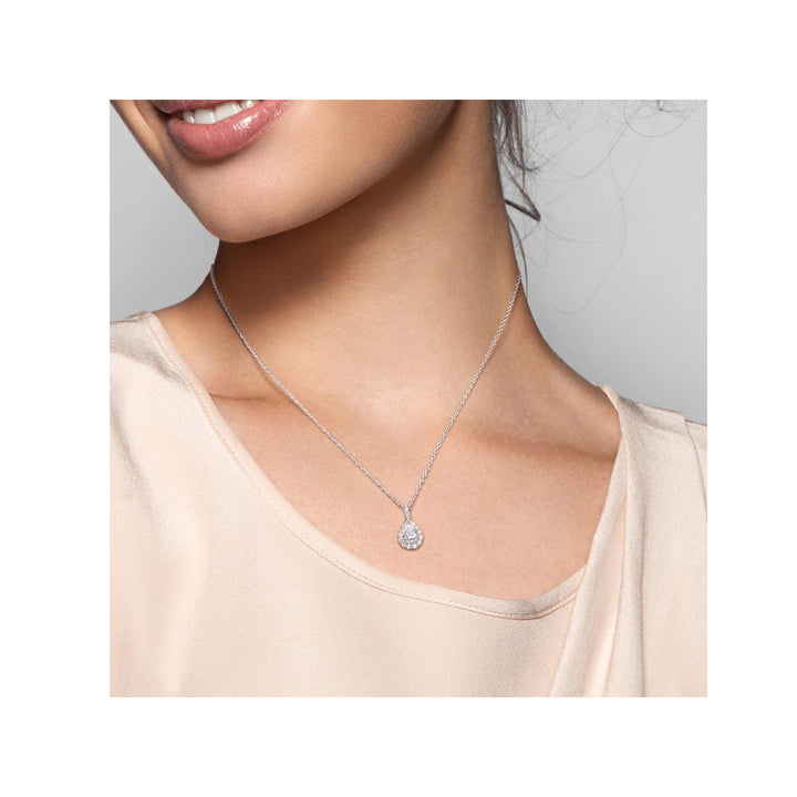 1.29 Carat (ctw) Lab-Created Moissanite Teardrop Solitaire Pendant Necklace in Sterling Silver with Chain Image 3