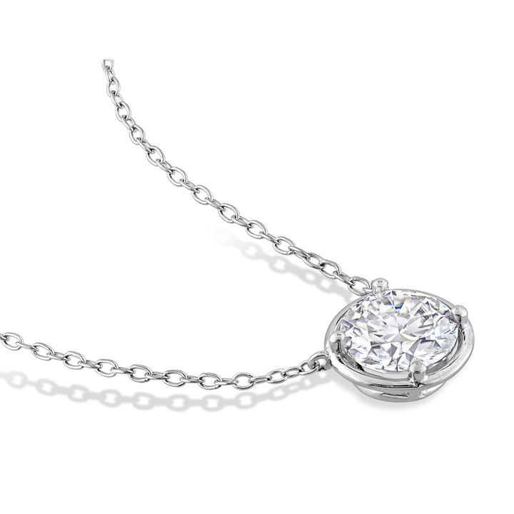 1.85 Carat (ctw) Lab-Created Moissanite Solitaire Pendant Necklace in Sterling Silver with Chain Image 3