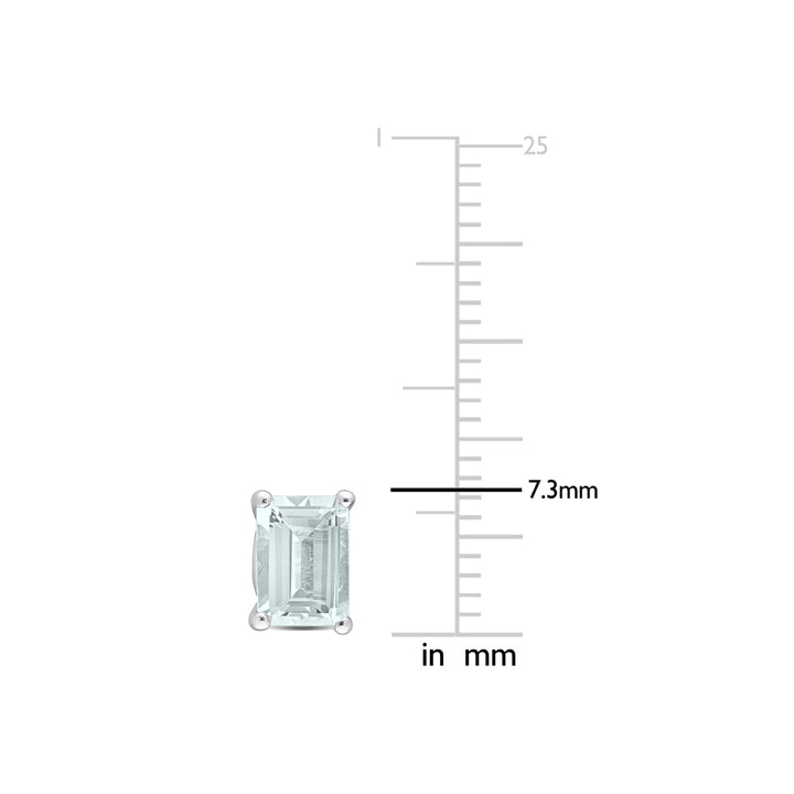 1.90 Carat (ctw) Aquamarine Emerald-Cut Solitaire Stud Earrings in Sterling Silver Image 3