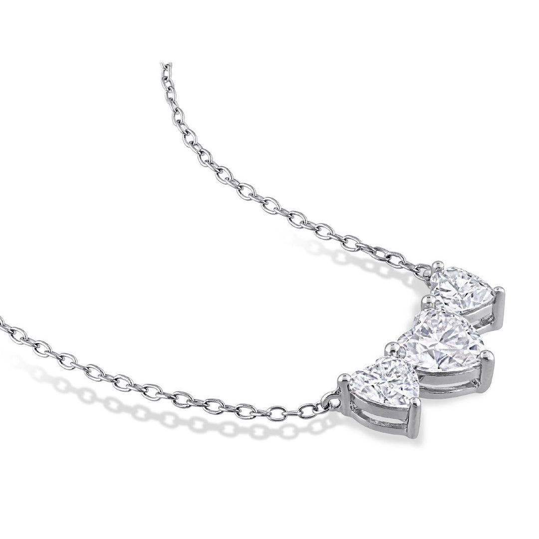 2.00 Carat (ctw) Lab-Created Moissanite Triple Heart Necklace in Sterling Silver Image 3