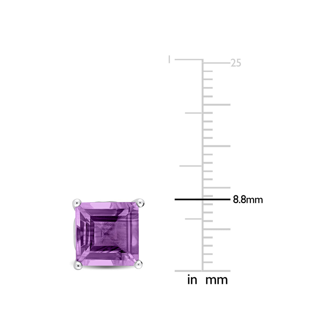 4.50 Carat (ctw) Amethyst Square Solitaire Stud Earrings in Sterling Silver Image 4