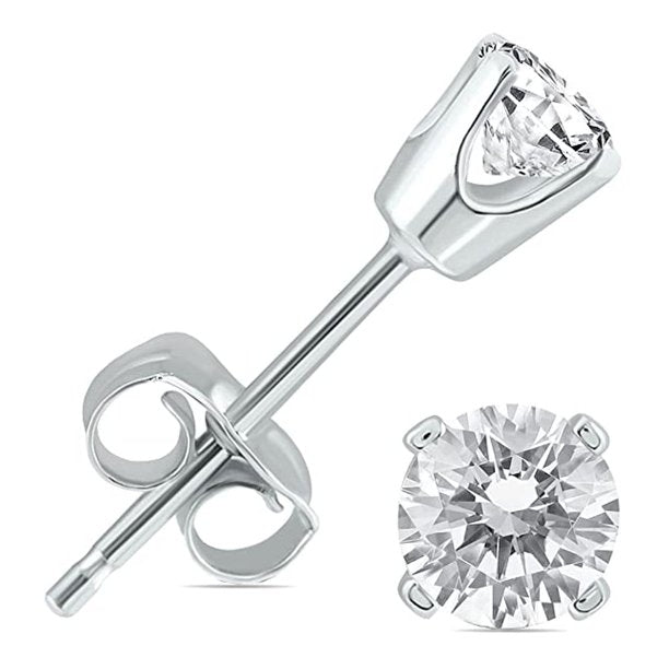 14k White Gold 1/4 Carat 4 Prong Solitaire Created Diamond Stud Earrings Image 1