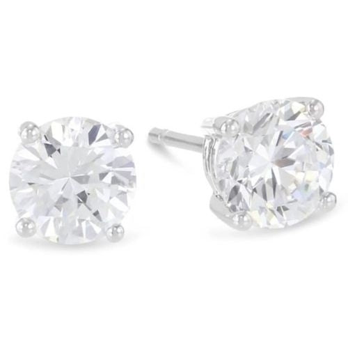 14k White Gold 1/2 Carat Solitaire Created Diamond Stud Earrings Image 1