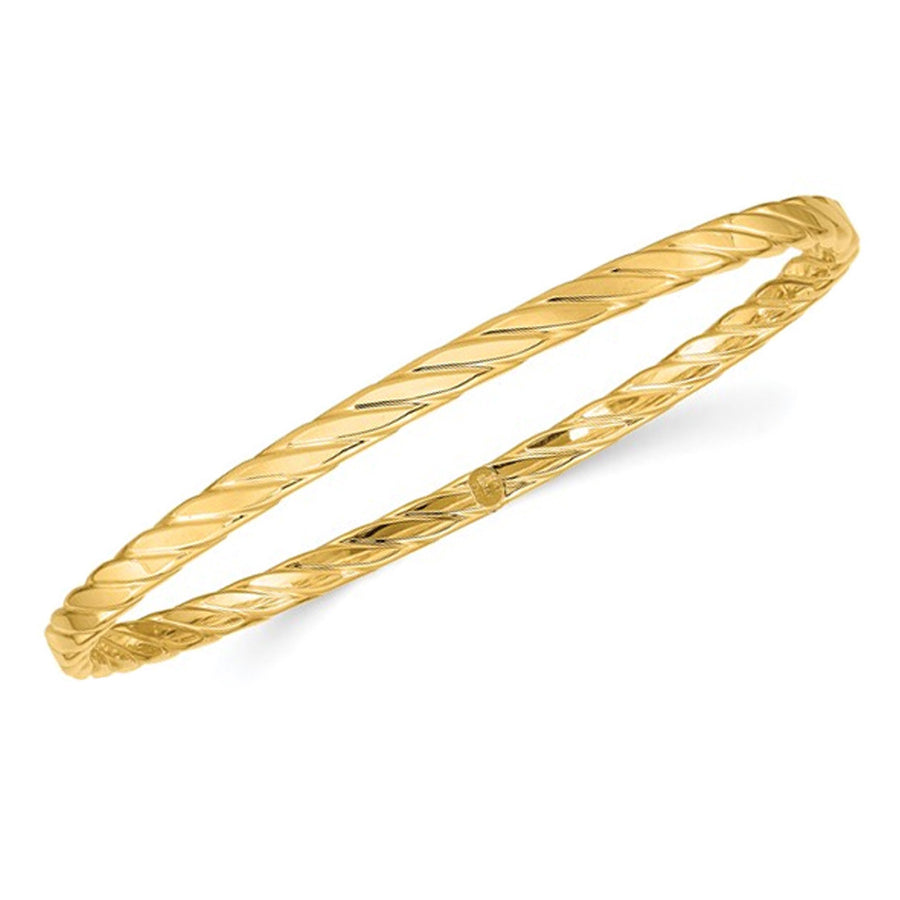 10K Yellow Gold Textured Twist Slip-on Bangle Bracelet Image 1
