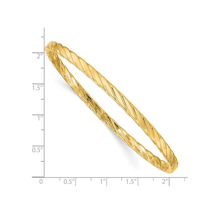 10K Yellow Gold Textured Twist Slip-on Bangle Bracelet Image 3