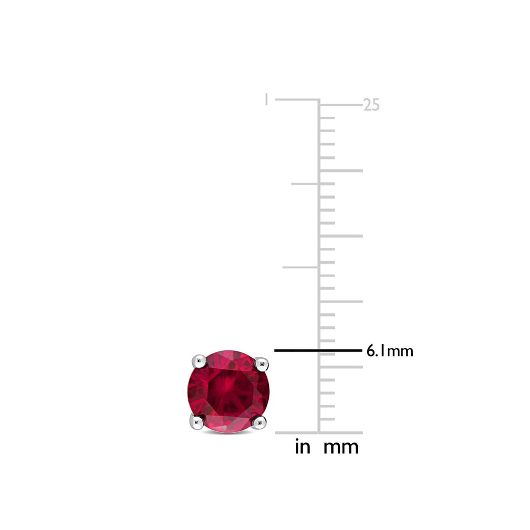 2.00 Carat (ctw) Lab-Created Ruby Solitaire Earrings in Sterling Silver (6mm) Image 4
