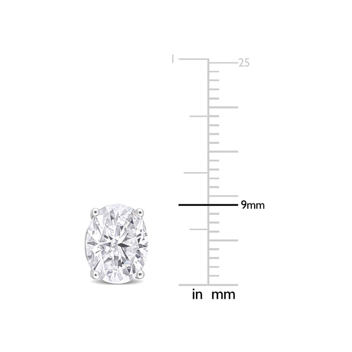 4.00 Carat (ctw) Synthetic Moissanite Solitaire Stud Oval Earrings in Sterling Silver Image 4