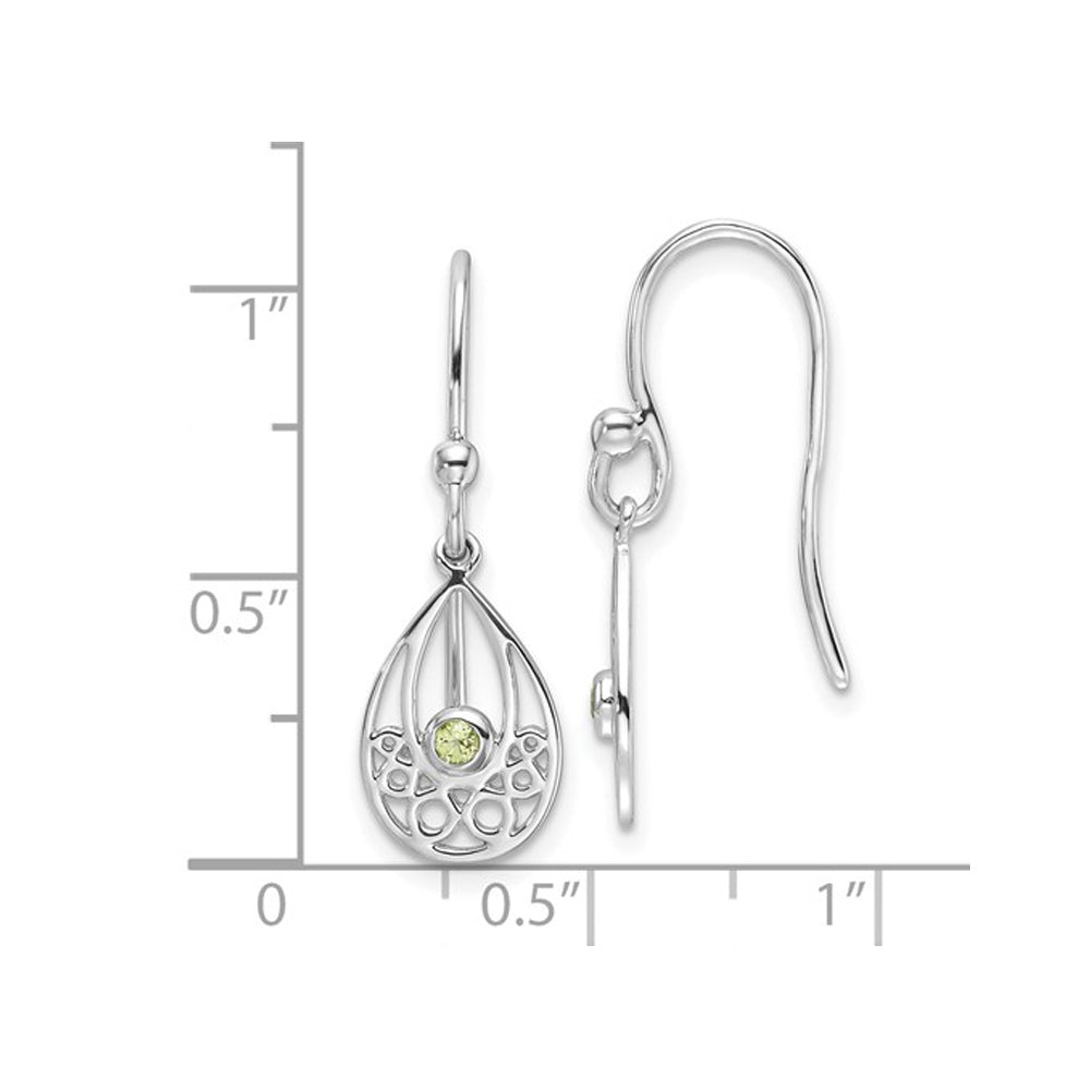 1/20 Carat (ctw) Peridot Dangle Drop Earrings in Sterling Silver Image 4