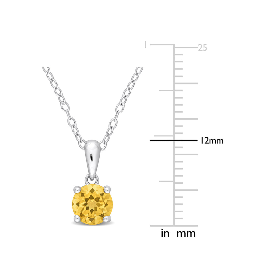 3/4 Carat (ctw) Citrine Solitaire Pendant Necklace in Sterling Silver with Chain Image 3