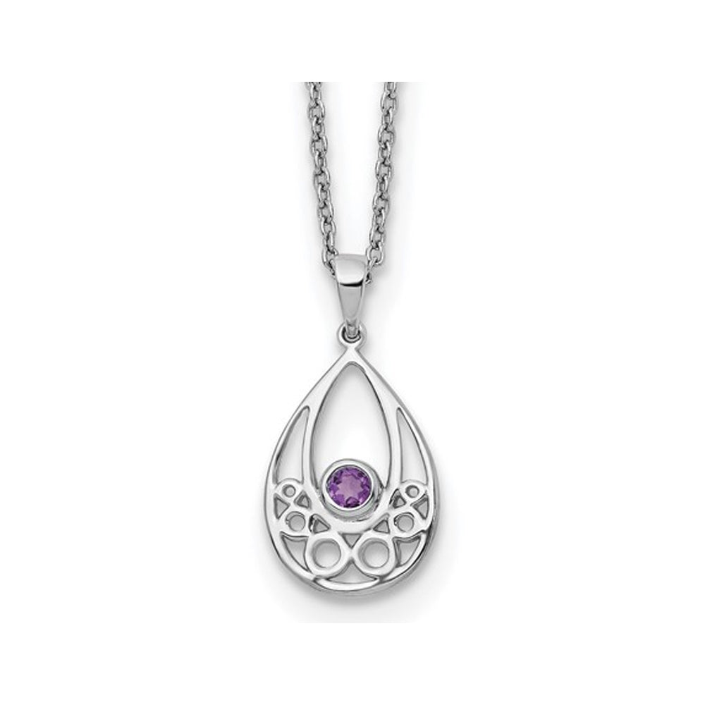 1/10 Carat (ctw) Amethyst Drop Pendant Necklace in Sterling Silver with Chain Image 1