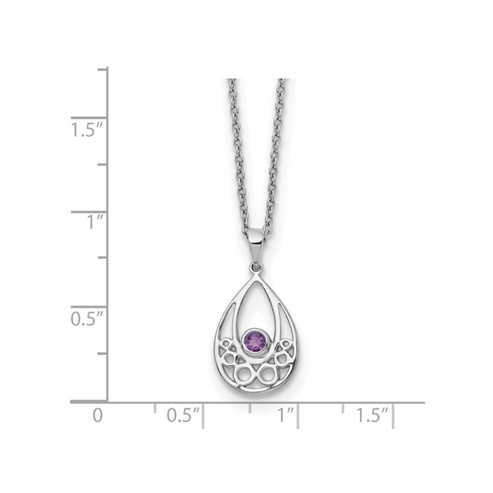1/10 Carat (ctw) Amethyst Drop Pendant Necklace in Sterling Silver with Chain Image 2