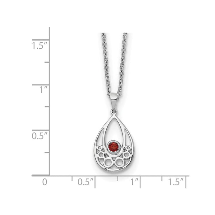 1/8 Carat (ctw) Garnet Drop Pendant Necklace in Sterling Silver with Chain Image 3