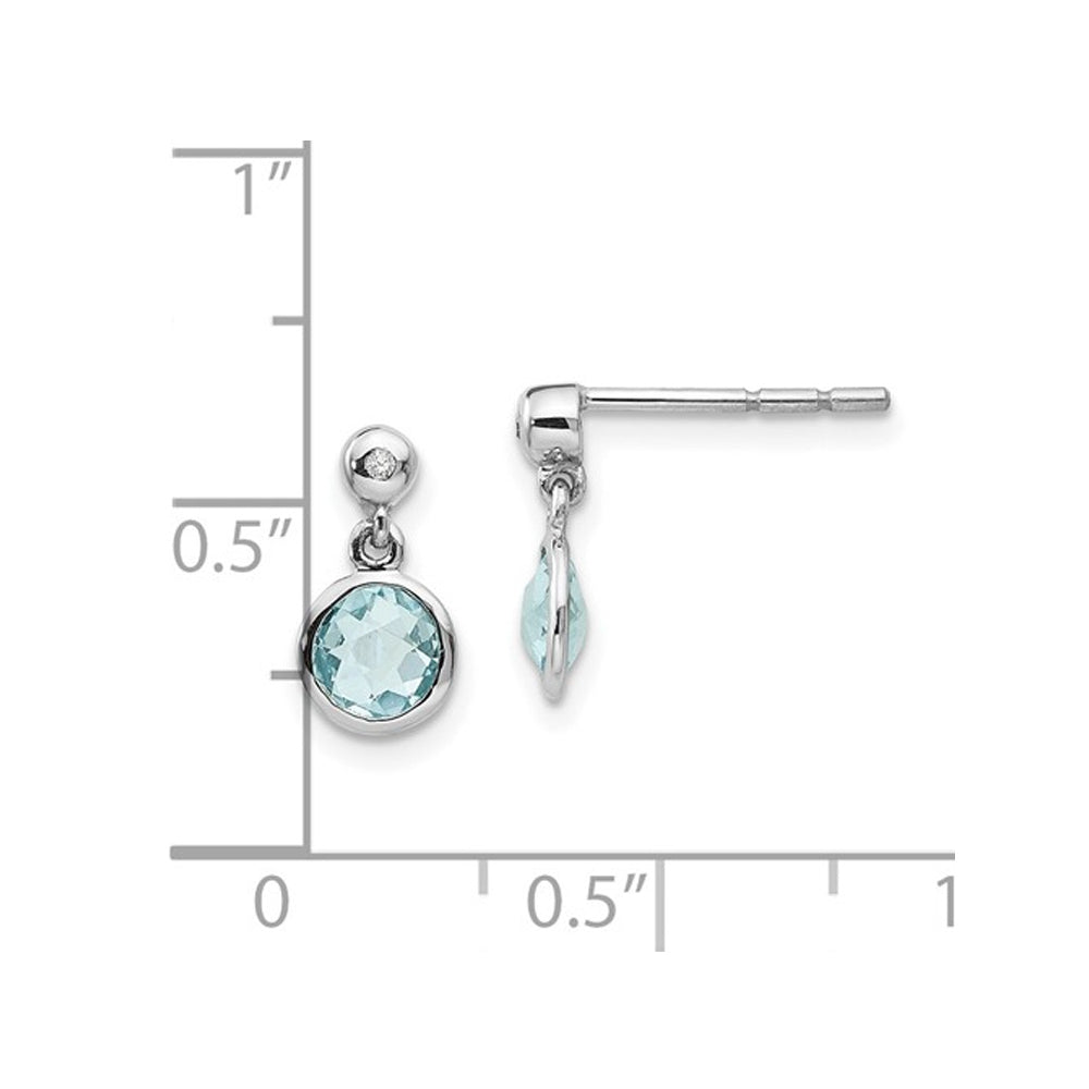 1.00 Carat (ctw) Blue Topaz Dangle Earrings in Sterling Silver Image 2
