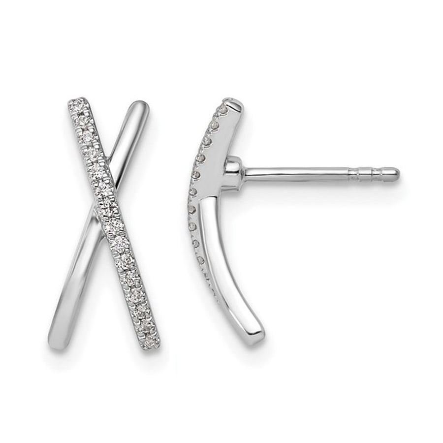 1/8 Carat (ctw) Diamond X Post Earrings in Sterling Silver Image 1