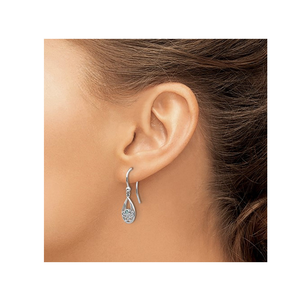 1/10 Carat (ctw) Blue Topaz Dangle Drop Earrings in Sterling Silver Image 3