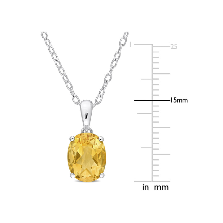 1.65 Carat (ctw) Citrine Solitaire Oval Pendant Necklace in Sterling Silver with Chain Image 3