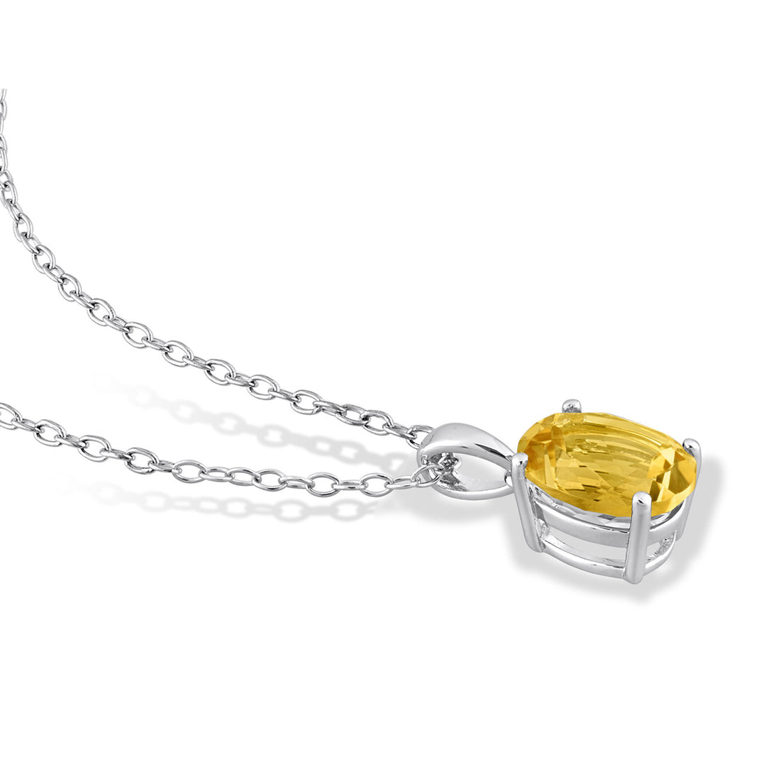 1.65 Carat (ctw) Citrine Solitaire Oval Pendant Necklace in Sterling Silver with Chain Image 4