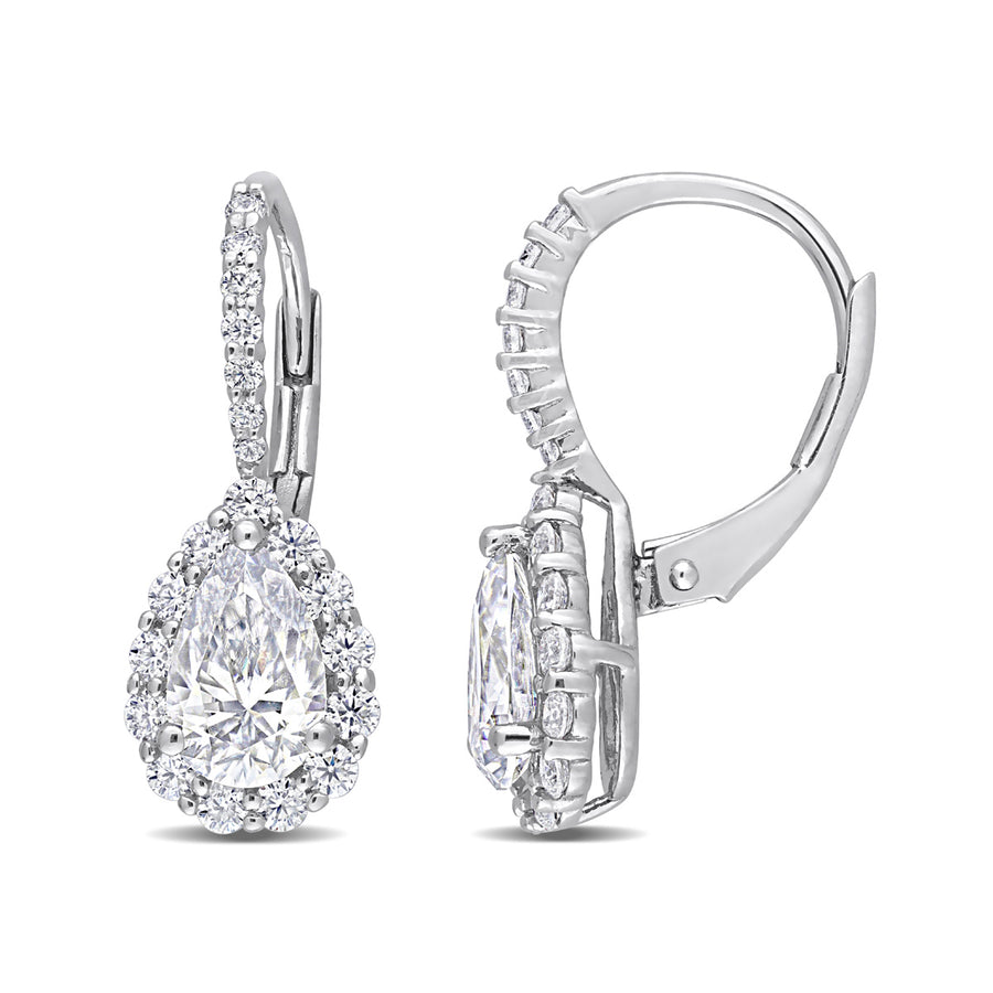 2.60 Carat (ctw) Synthetic Moissanite Drop Leverback Earrings in Sterling Silver Image 1