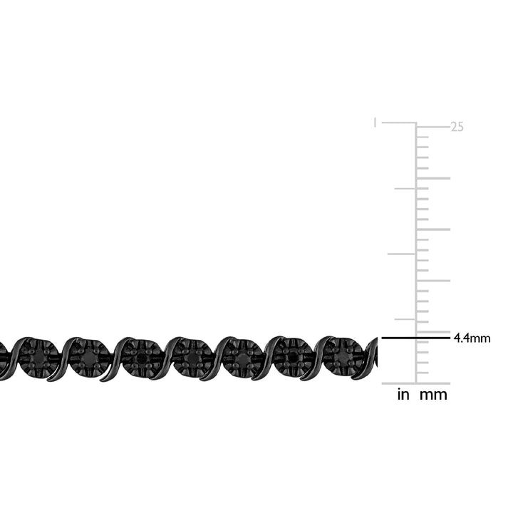 1.00 Carat (ctw) Black Diamond Tennis Bracelet in Black Plated Sterling Silver (7.25 Inches) Image 4