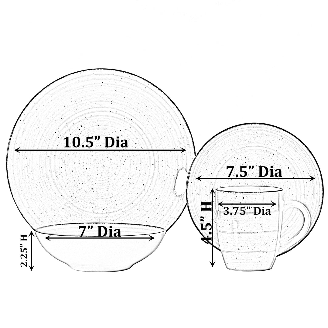 Spin Wash Dinnerware Set 16 Piece Chip Resistant Plates Mugs Bowls for 4 Image 4