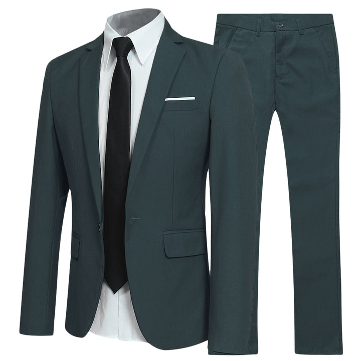 2PCS Men Suit Set Wedding Groom Solid Color Single Button Men Dress Suits Business Casual Slim Fit Male Set Blazer Image 3