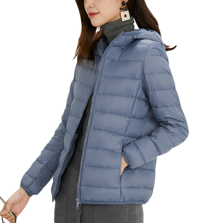 Women Puffer Jacket Lightweight Padded Jacket Coat Slim fit Hooded Short Coat Solid Color Women Down Coats For Winter Image 1