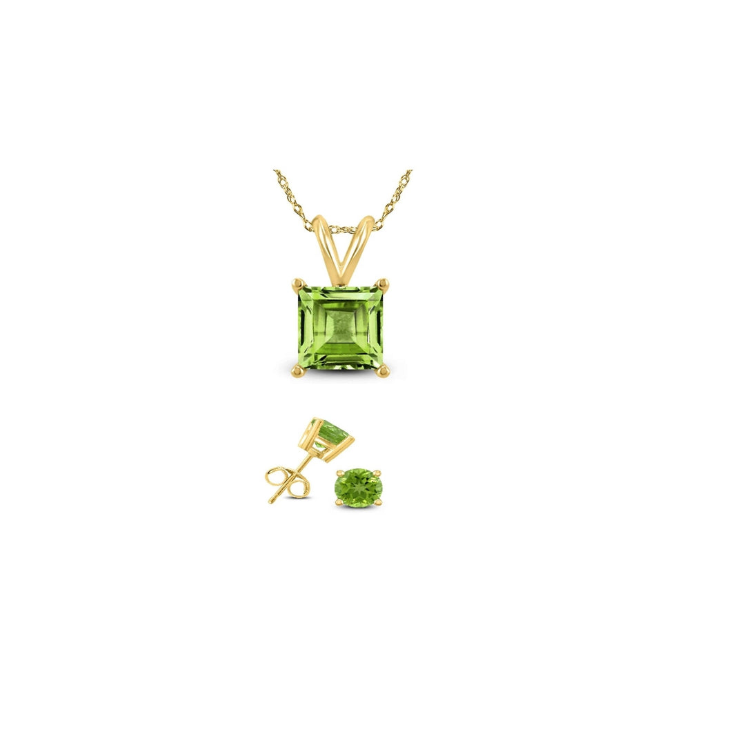 Paris Jewelry Women's Yellow Gold 1/2ct Created Peridot CZ Necklace & Earrings Set Plated Image 1