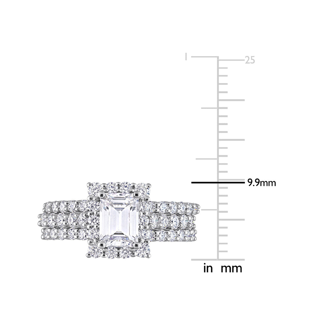 2.10 Carat (ctw) Synthetic Moissanite Bridal Engagement Wedding Ring Set in Sterling Silver Image 4